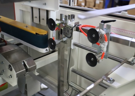 Automatic Potato Chip Carton Erector Machine Vertical Box With Tape Sealing