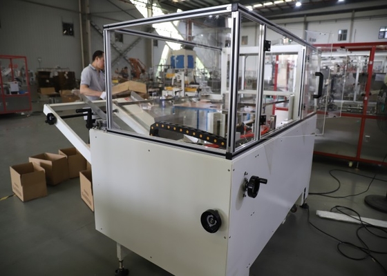 Automatic Potato Chip Carton Erector Machine Vertical Box With Tape Sealing