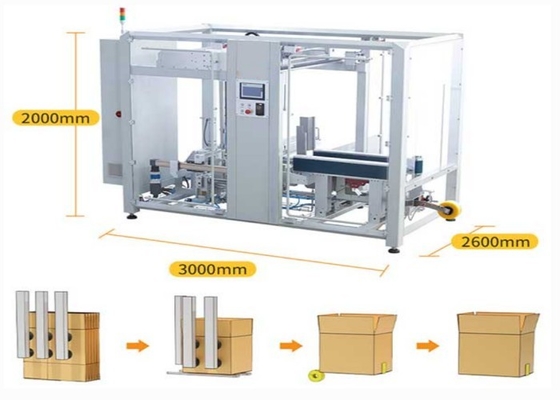 20 Carton/Min Servo Automatic Cardboard Box Case Erector Vertical With Tape Sealing For Food
