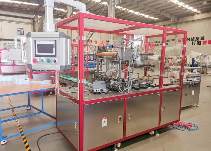 Cosmetics 55 Pcs/Min Automatic Overwrapping Machine 20pcs/Min Perfume Box